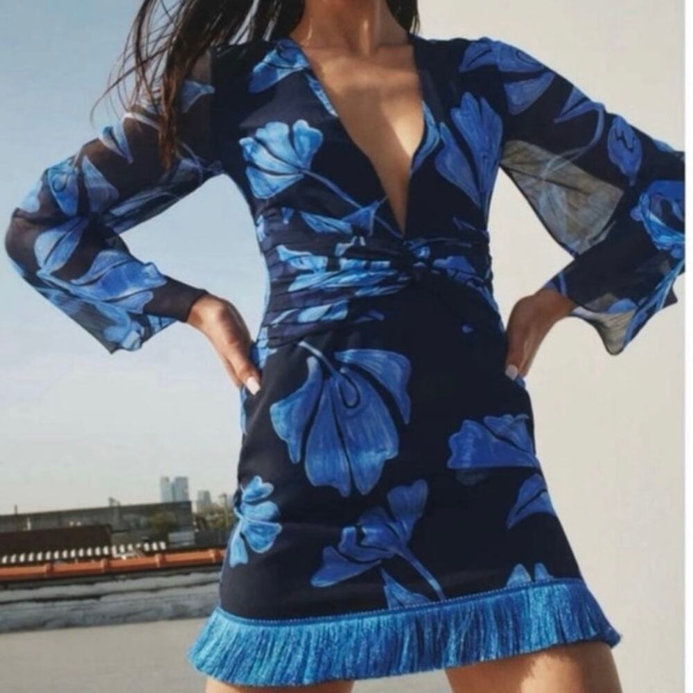 PatBO Nightflower blue Fringe Trim
Mini Dress size 2